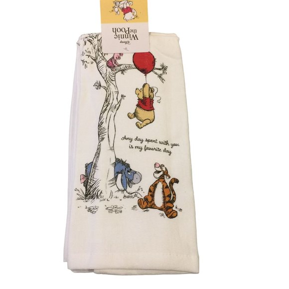 Disney Winnie the Pooh Kitchen Towels Set of 2 Tigger Eeyore Piglet 100% Cotton - Picture 2 of 5